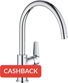 Grohe QuickFix Start Edge hoge keukenmengkraan met draaibare C-uitloop chroom