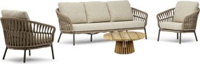 Stoel en Bank Loungeset 5 personen Rope Zand/Beige  Coco Viento/Fungo