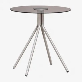 Itsoro Nachtkastje Van Roestvrij Staal En Gehard Glas Ø40 Cm - Sklum