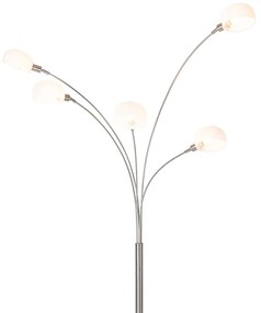 Design vloerlamp staal met opaal glas 5-lichts - Sixties Marmo Design E14 Binnenverlichting Lamp