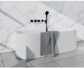 Fortifura Nebbio Badcombinatie-set - thermostaatkraan - wandaansluitbocht met handdouchehouder - gladde doucheslang - ronde handdouche - uitloop - mat zwart SW1183065 2x SW1183076 2x SW1183078 SW542644 SW706