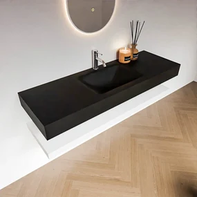 Zaro Alan badmeubel 140cm met planchet talc en vrijhangende wastafel cloud midden 1 kraangat urban