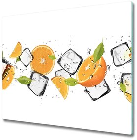 Glazen snijplank Sinaasappels met ijs 60x52cm