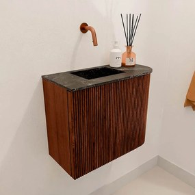 Mondiaz Joya DLux 50cm toiletmeubel ronding rechts ruby met wastafel faye links zonder kraangat lava