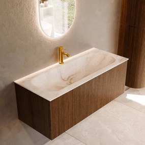 Mondiaz Kurve-dlux 110cm badmeubel dusk met 1 lade en wastafel big medium midden 1 kraangat frappe