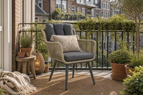 Tuinset 4 personen 180 cm Aluminium/wicker Taupe Coco Custa/Vienna