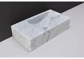 Forzalaqua Venetia fonteinbak 40x22x10cm wasbak Rechts 0 kraangaten Natuursteen Carrara gepolijst 8011300