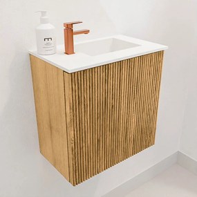 Mondiaz Joya 40cm toiletmeubel oak met wastafel faye rechts 1 kraangat talc