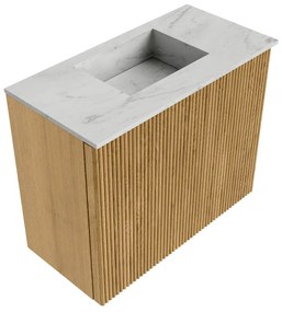 Mondiaz Joya DLux 50cm toiletmeubel oak met wastafel faye midden zonder kraangat opalo