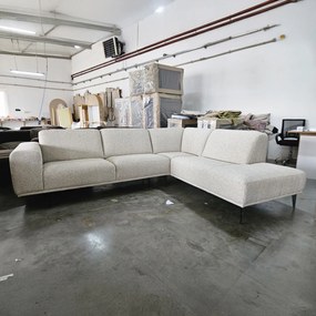 Moderne Hoekbank Beige Ottomane Rechts