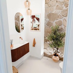 Mondiaz Joya 80cm toiletmeubel ronding links ruby met wastafel faye rechts zonder kraangat talc