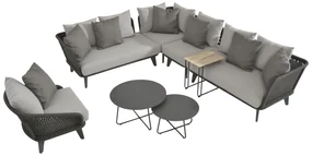 4 Seasons Outdoor Belize Loungeset met loungestoel en Dali tafels SALE Loungeset antraciet weerbestendig