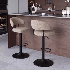 Mazzoni IRIS Latte Beige (stof Monza 60)/zwarte poot - GESTOFFEERDE BARKRUK VOOR KEUKEN/BAR