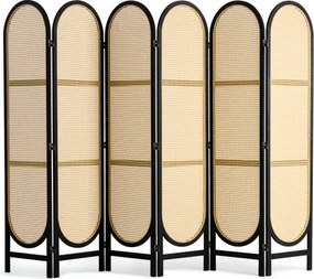 VEVOR 6-delig handgeweven rotan privacyscherm, opvouwbare kamerverdeler met scharnieren, draagbare en vrijstaande kamerverdeler voor kamerverdeling, woonkamer, slaapkamer