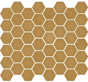 The Mosaic Factory Valencia hexagon glasmozaïek tegels 28x33 mustard mat