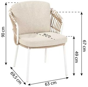 Tuinstoel Aluminium/wicker Taupe-naturel-bruin 4 Seasons Outdoor Dalias