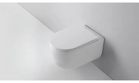 QeramiQ Dely Swirl Wandclosetset - 36.5x53.0cm - diepspoel - rimless - slim zitting - glans wit SW1026256/SW1000766