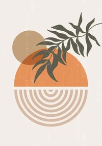 Ilustratie Abstract sun moon leaves print boho, Tolchik