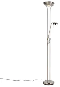 Vloerlamp staal met leeslamp incl. LED en dimmer - Diva 2 Modern rond Binnenverlichting Lamp