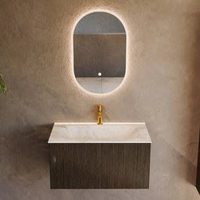 Mondiaz Kurve-dlux 80cm badmeubel shadow met 1 lade en wastafel big small midden 1 kraangat opalo