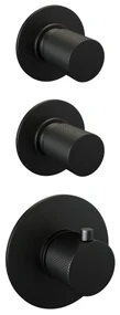 Brauer Black Carving complete inbouw regendouche set 10 met 30cm douchekop, gebogen muurarm en 3 standen handdouche mat zwart