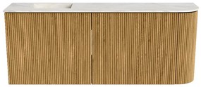 Mondiaz Joya DLux 100cm toiletmeubel ronding rechts oak met wastafel faye links 1 kraangat ostra