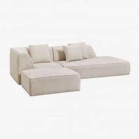 Modulaire Hoekbank Van 2 Delen Met Rechter Chaise Longue En Gestoffeerde Poef Cardea Chenille Crèmebeige - Sklum