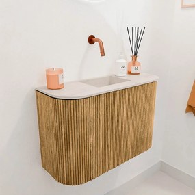 Mondiaz Joya DLux 65cm toiletmeubel ronding links/rechts oak met wastafel faye midden zonder kraangat meli