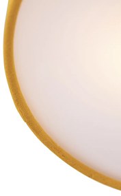 Stoffen Moderne plafondlamp oker 30 cm met gouden binnenkant - Drum Modern E27 cilinder / rond Binnenverlichting Lamp