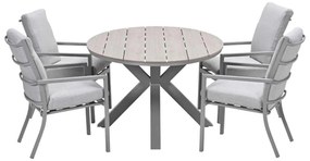 Garden Impressions Senja tuinset 5-delig valley sand - Tulli tuintafel 180x115 cm - light teak vironwood