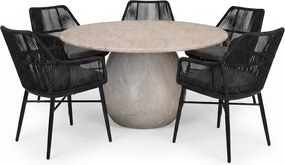 Dante Chianti dining tuinset 140xH75 cm 6 delig polystone marmerlook