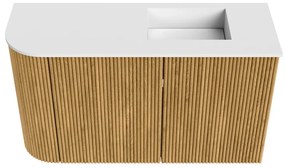 Mondiaz Joya 70cm toiletmeubel ronding links oak met wastafel faye rechts 1 kraangat talc