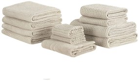 Handdoek set van 11 katoen beige AREORA Beliani