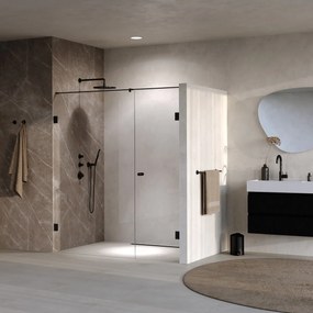 Brauer Void Carving profielloze nisdeur 180cm met draaideur 70cm aan muur zwart mat