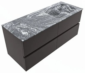 Mondiaz Vica DLux badmeubel 120cm dark grey 4 lades met wastafel lava rechts 1 kraangat
