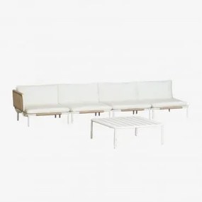 4-delige Modulaire Hoektuinbank En Roubly Salontafel Beige Amandelroos - Sklum