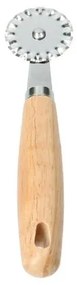 Deegwieltje/radeerroller met rubberhouten handvat, RVS