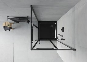 Mexen Rio vierkante douchecabine 80 x 80 cm, transparant, zwart + Flat douchebak, zwart - 860-080-080-70-00-4070B