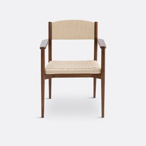 Tafelfauteuil in massief essenhout en vlechtwerk, Dorau