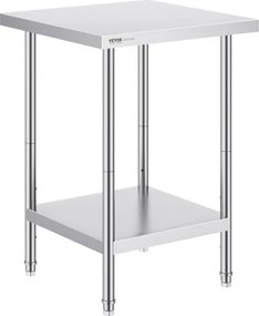 VEVOR RVS-werktafel, robuuste metalen werktafel met 3 verstelbare hoogtes, commercieel werkstation voor keuken, garage, restaurant, achtertuin 610 x 610 x 864 mm