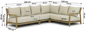 Hoek loungeset 6 personen Teak Old teak greywash  Santika Furniture Santika