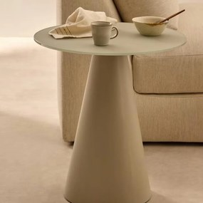 Kave Home Wilshire Ronde Bijzettafel Mat Glas Grijs 50 Cm - 50 X 50cm.
