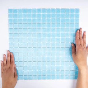 The Mosaic Factory Amsterdam mozaïektegel - 32.2x32.2cm - wand en vloertegel - Vierkant - Glas Light Blue Mat GM09