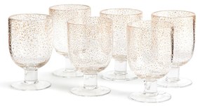 Set van 6 glazen op voet, in bubbelglas , Paljett