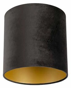 Stoffen Lampenkap velours 25/25/25 zwart - goud cilinder / rond