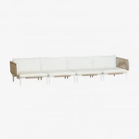 Tuinset Met Modulaire 4-delige Bank Met 2 Hoekmodules Van Roubly-staal Beige Amandelroos - Sklum