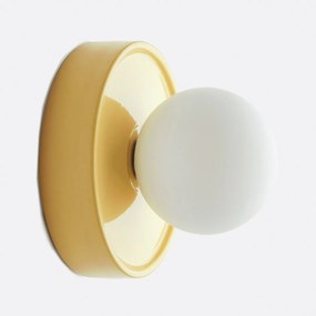 Ronde wandlamp van keramiek en opaline glas, Holi