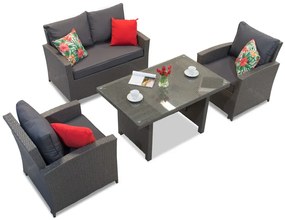 Garden Point Parma Apetito 4 antraciet technorattan meubelset