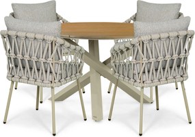 Tuinset Ronde Tuintafel 4 personen 125 cm Rope Zand/Beige Coco Oliva/Ancona