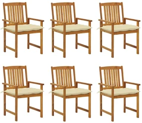 vidaXL Tuinstoelen 6 st met kussens massief acaciahout
